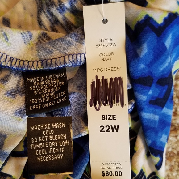 NOT AVAILABLE. Glamour surplice flowy mini dress, bright blue pattern NWT - Picture 10 of 11